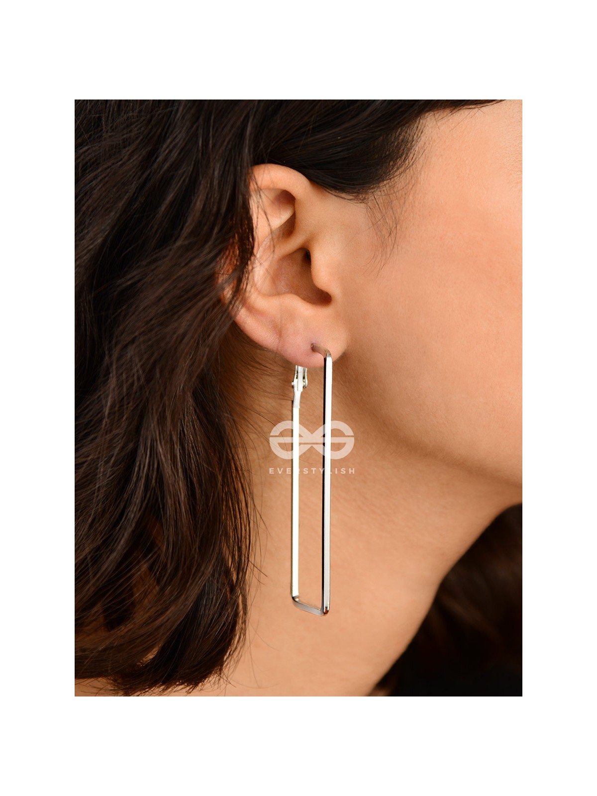 The Elegant Rectangular Hoops (Silver) - Casual Earrings