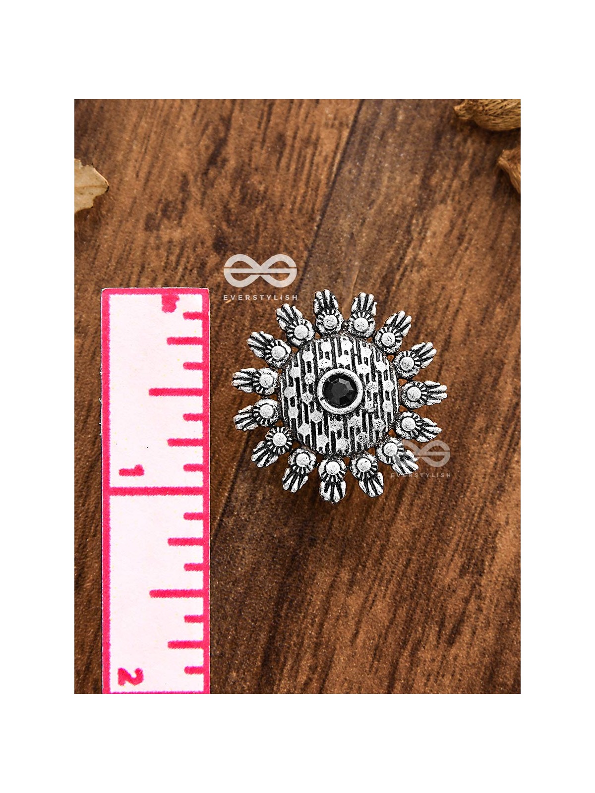 The Bohemian Intricate Sun (Onyx Black) - Embellished Oxidised Studs