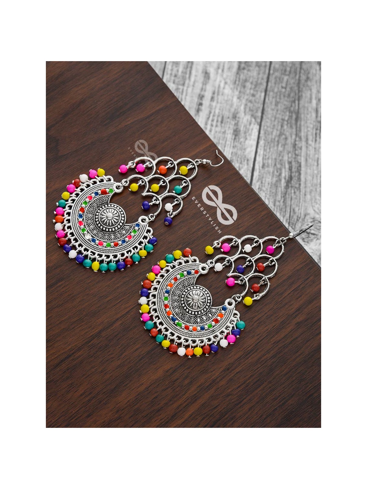 A Playful Splash of Colours - Oxidised Boho Danglers