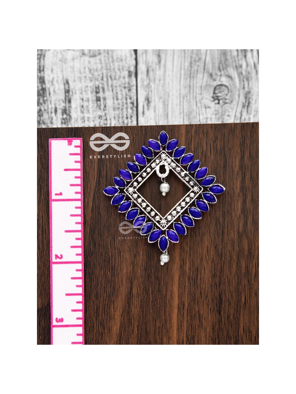The Elegance Squared Studs (Sapphire Blue)- Embellished Oxidised Collection