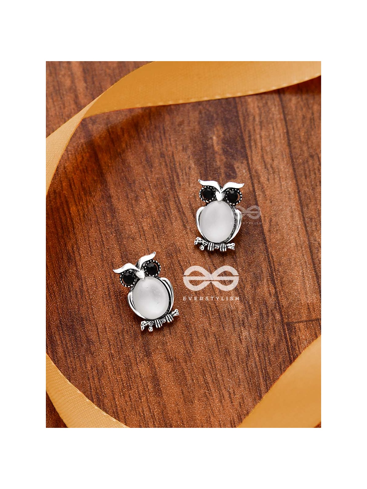 The Little Embellished Owls- Tiny Trinket Earrings (White)