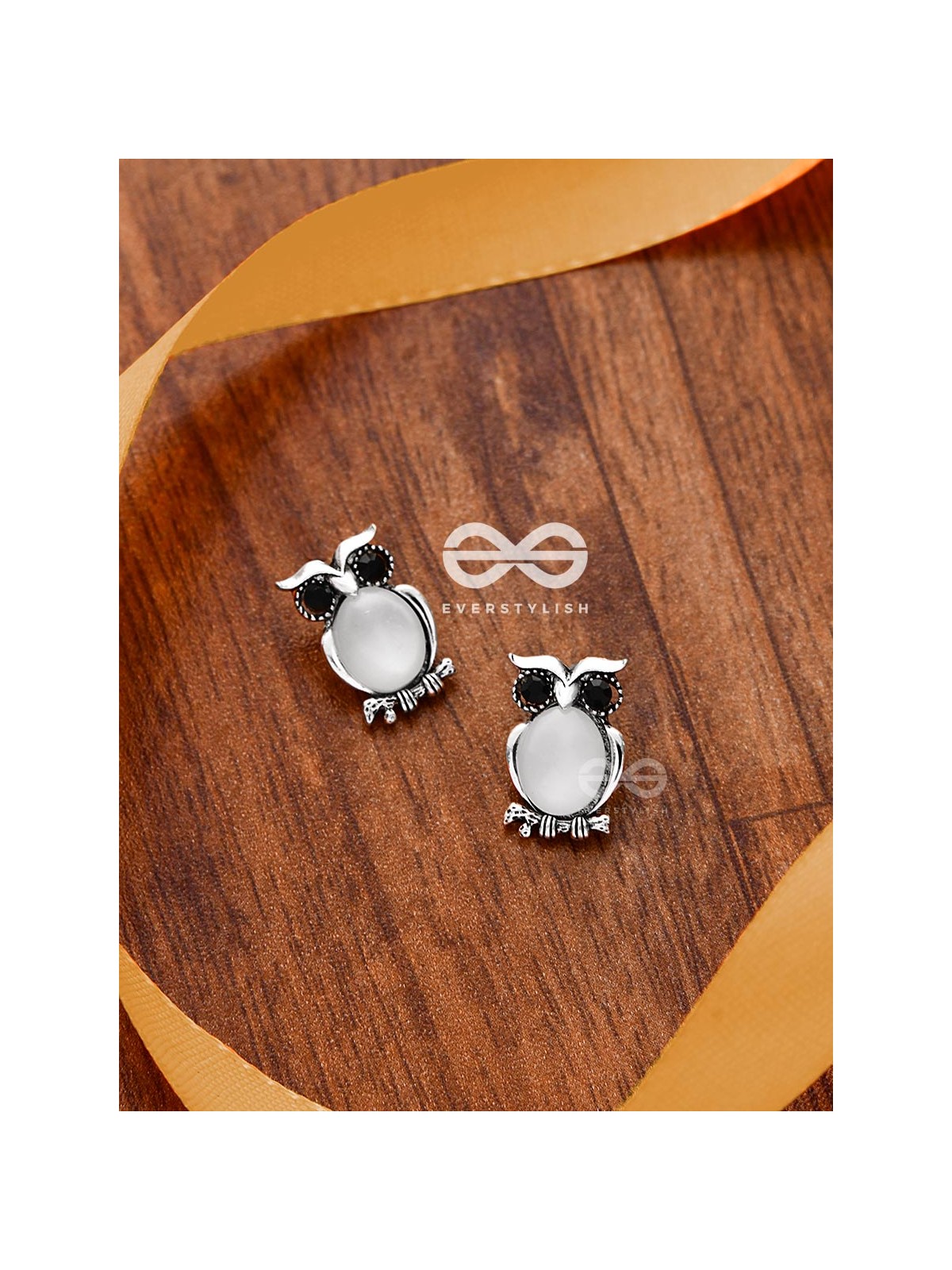 The Little Embellished Owls- Tiny Trinket Earrings (White)