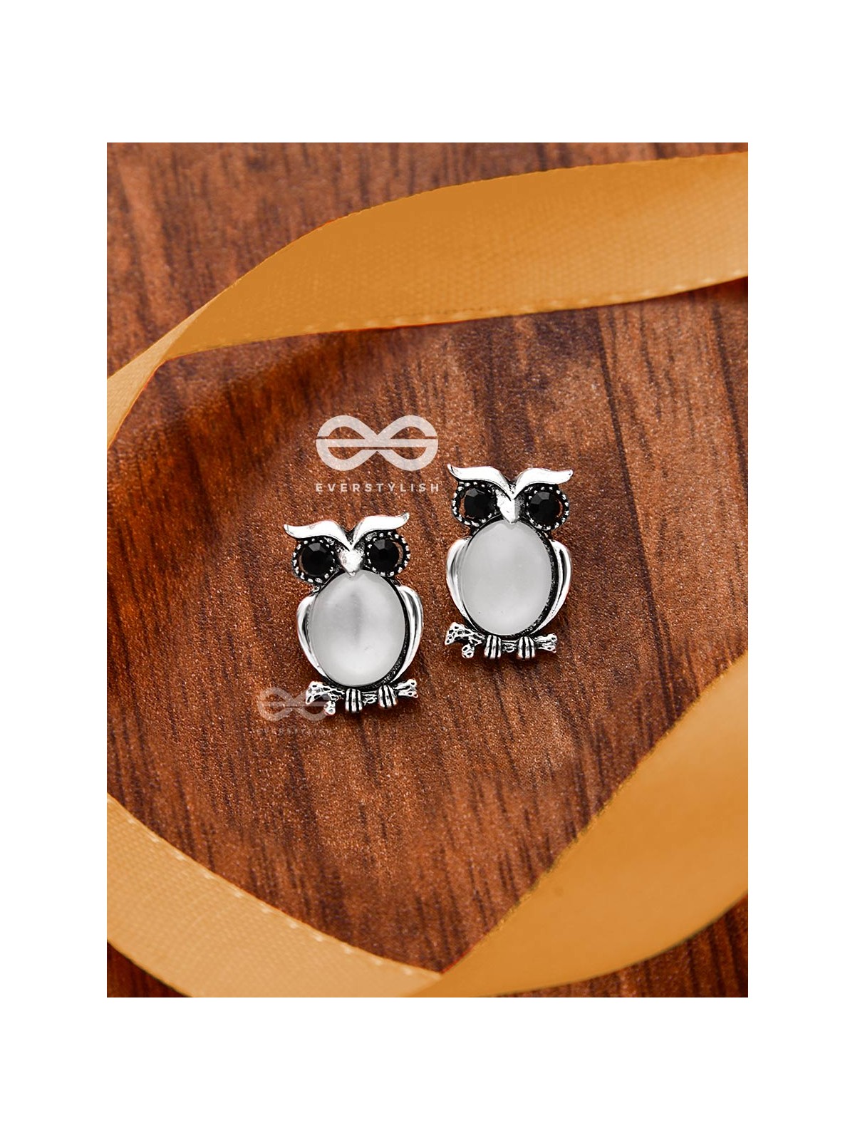 The Little Embellished Owls- Tiny Trinket Earrings (White)