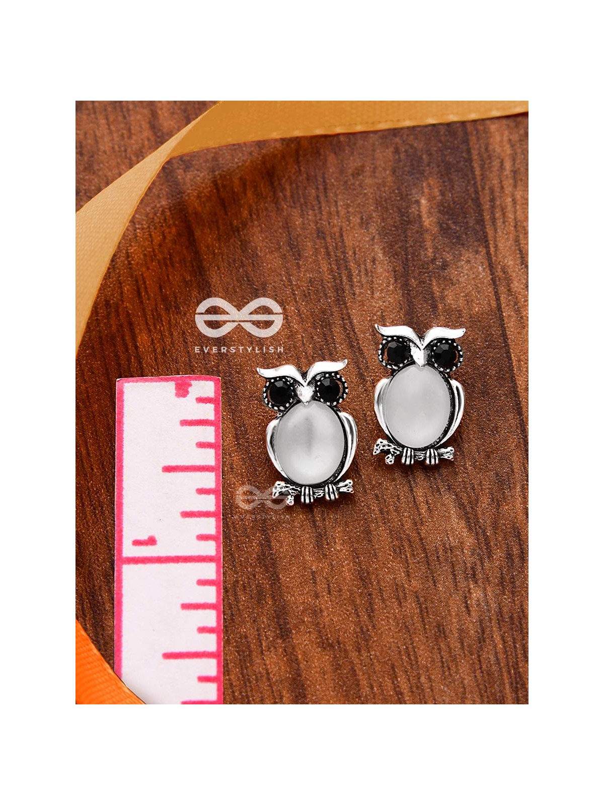 The Little Embellished Owls- Tiny Trinket Earrings (White)