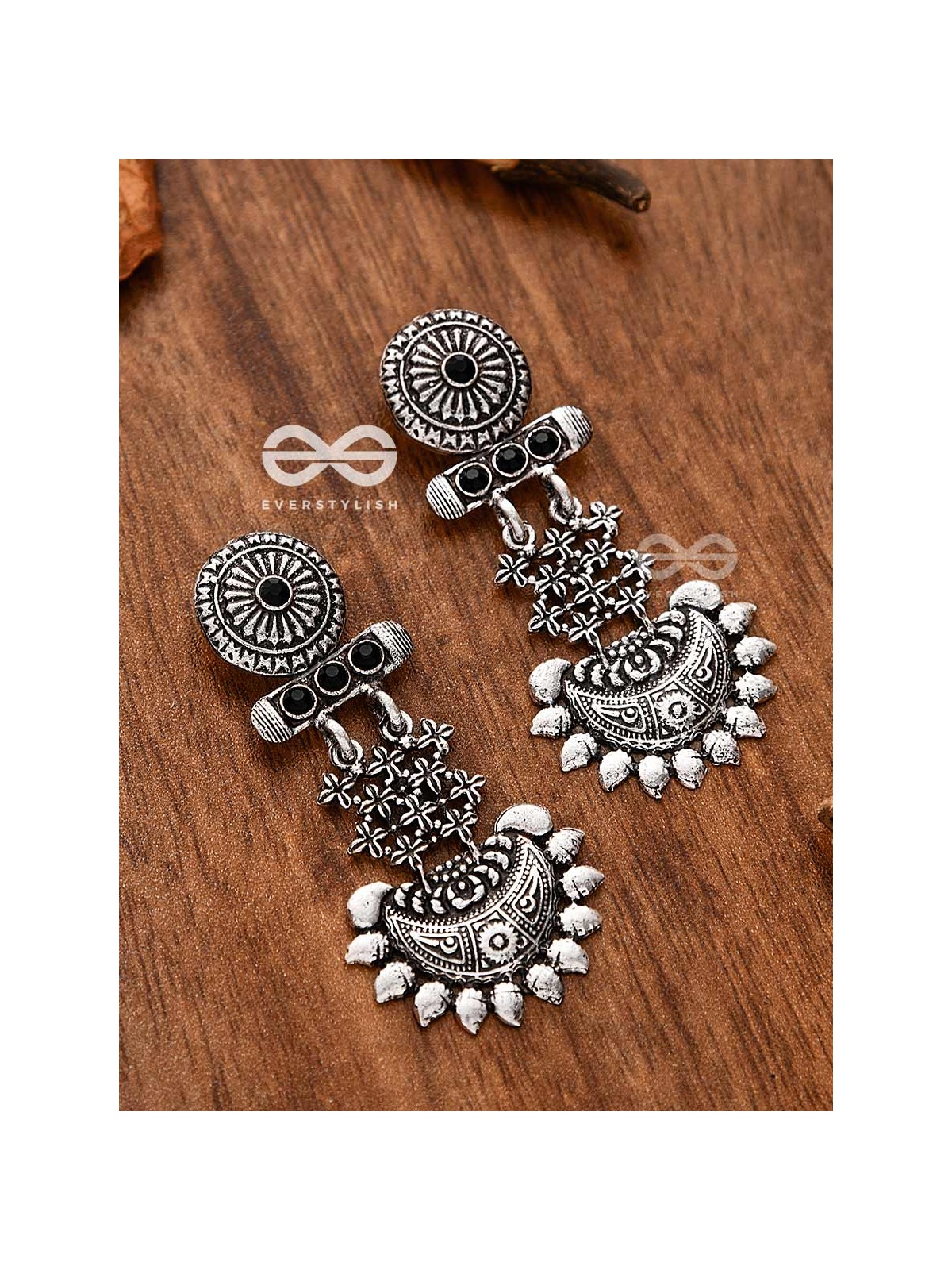 A Bohemian Statement (Onyx Black) - Embellished Oxidised Earrings