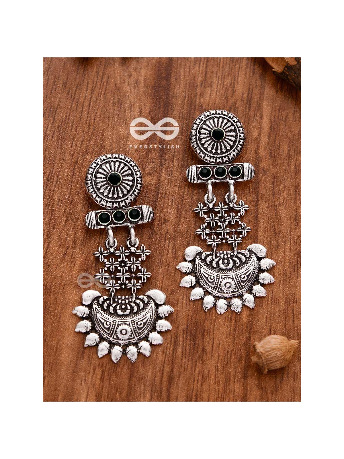 A Bohemian Statement (Onyx Black) - Embellished Oxidised Earrings