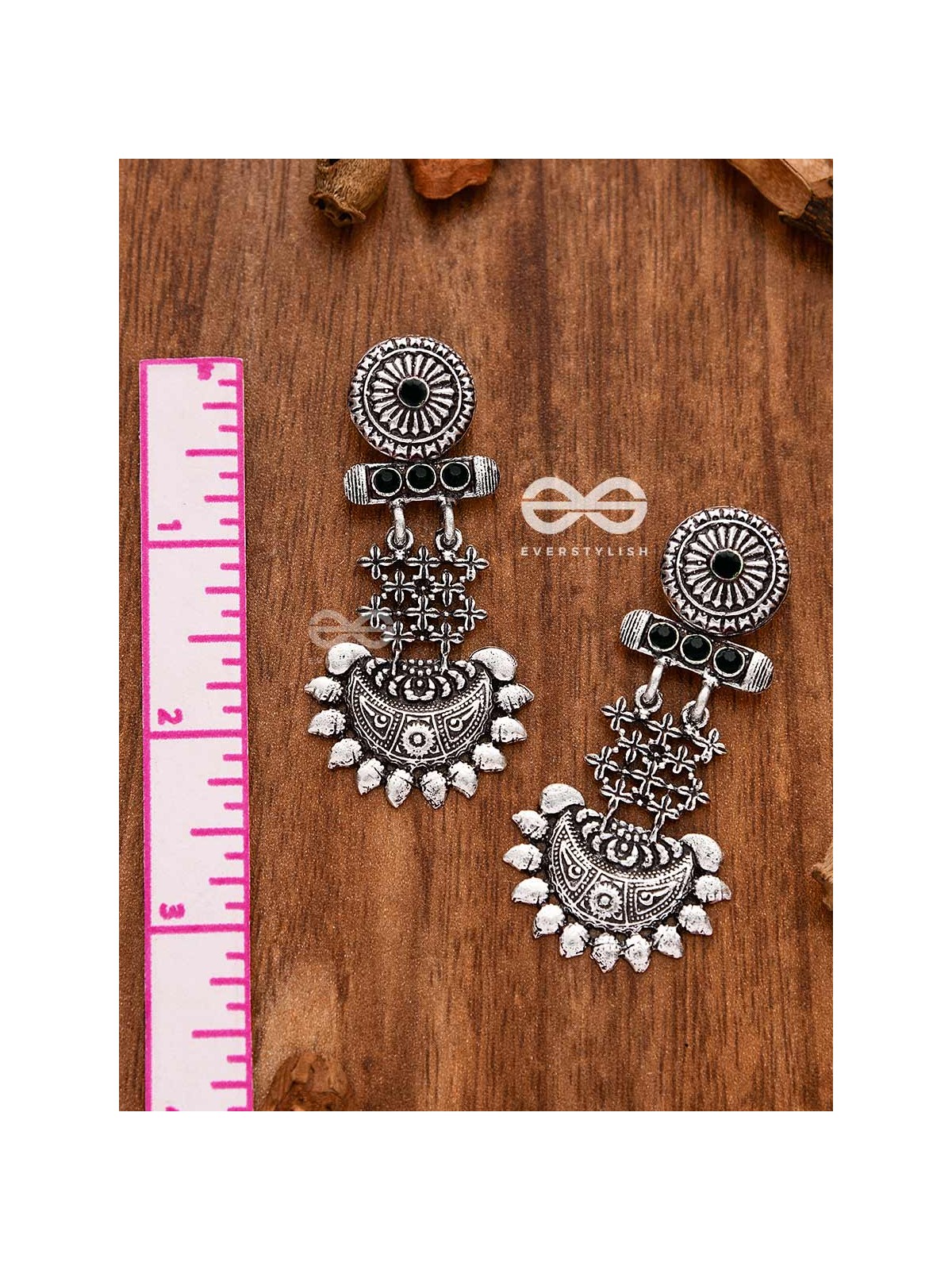 A Bohemian Statement (Onyx Black) - Embellished Oxidised Earrings