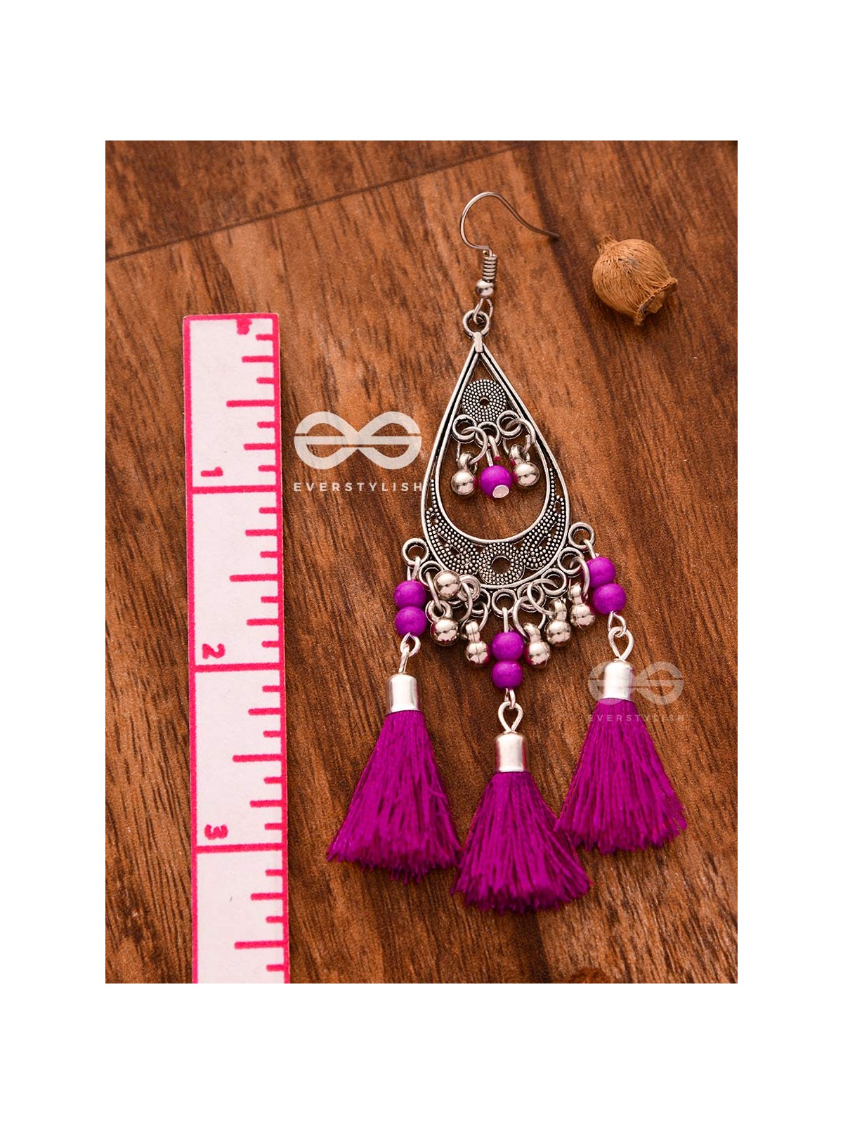 The ColourSplash Playthings - Oxidised Tassled Danglers (Fuschia)