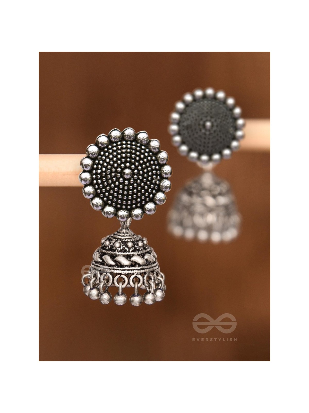 The Little Boho Button Jhumkis - Tiny Trinket Earrings