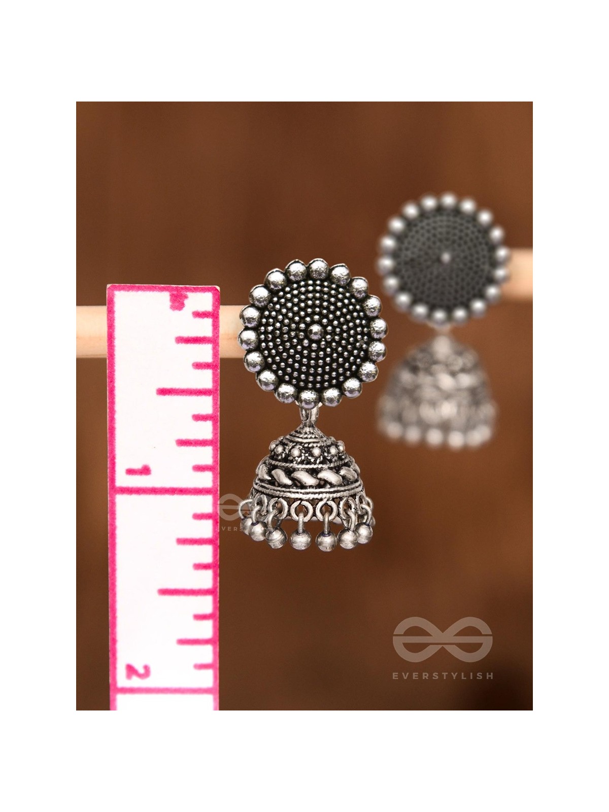 The Little Boho Button Jhumkis - Tiny Trinket Earrings