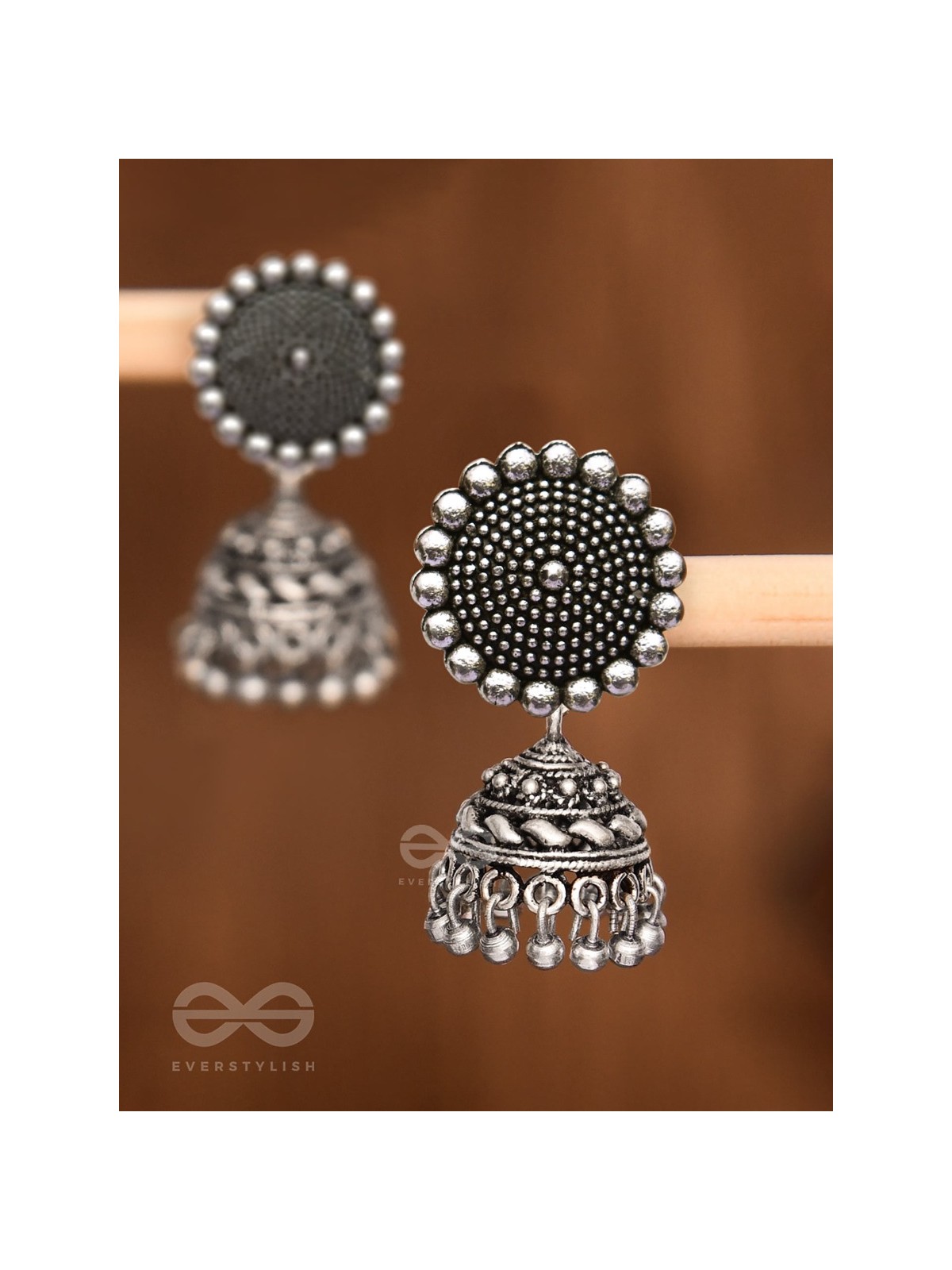 The Little Boho Button Jhumkis - Tiny Trinket Earrings