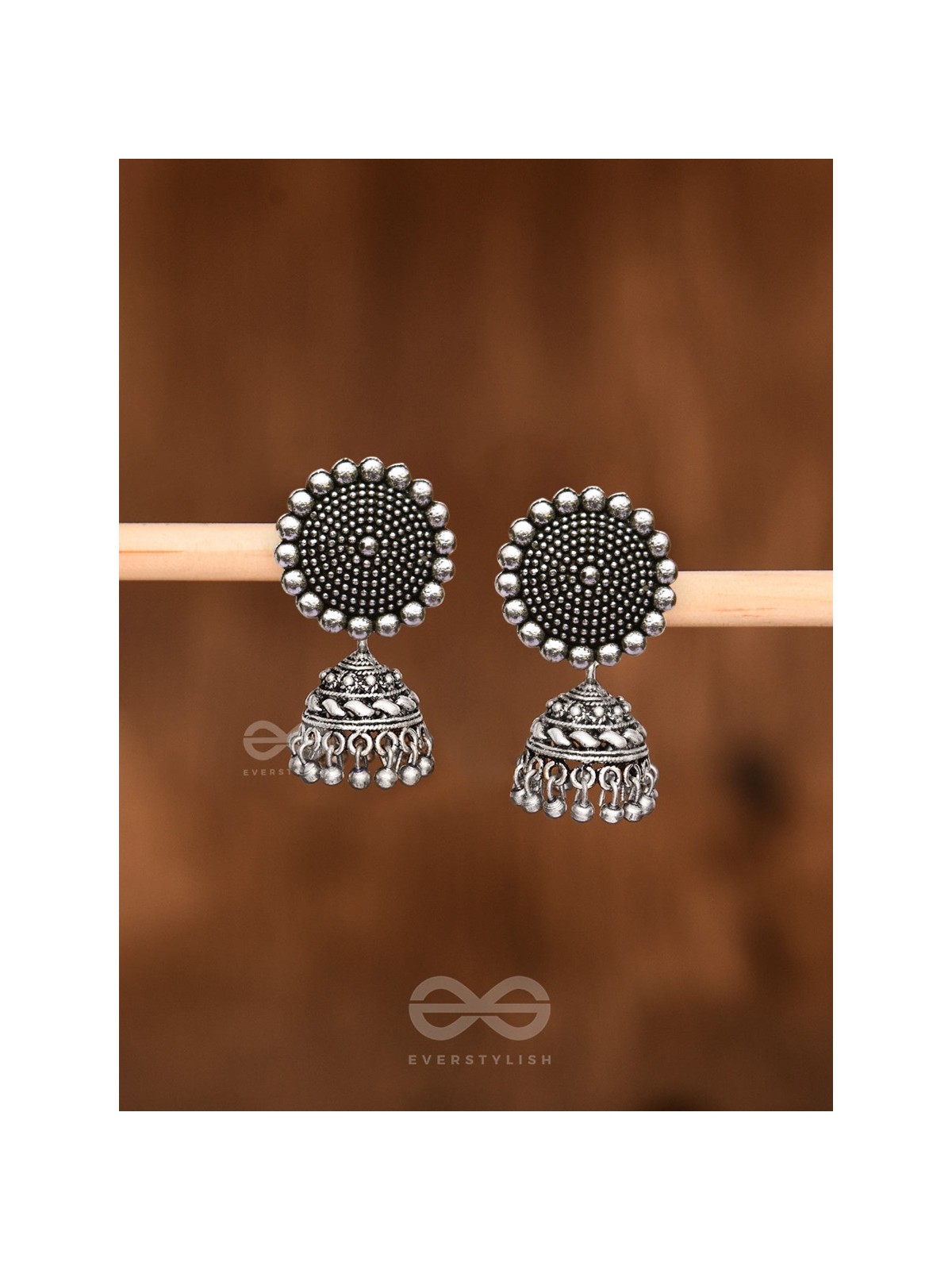The Little Boho Button Jhumkis - Tiny Trinket Earrings