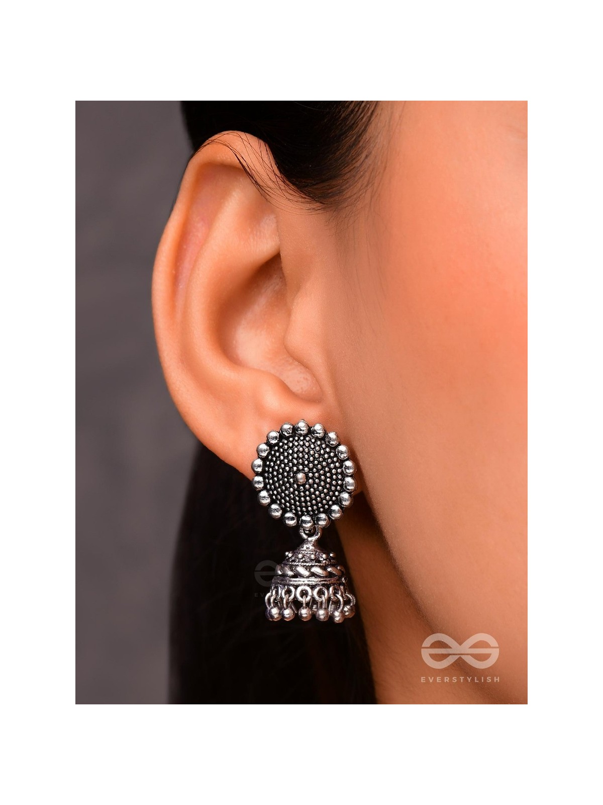The Little Boho Button Jhumkis - Tiny Trinket Earrings