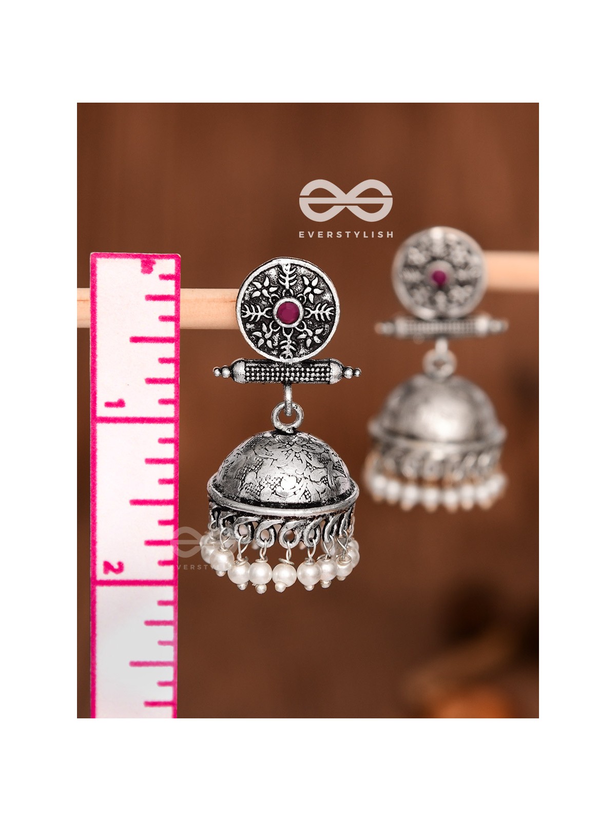 The Ethnic Delight Printed  Jhumkas - Embellished Oxidised Earrings