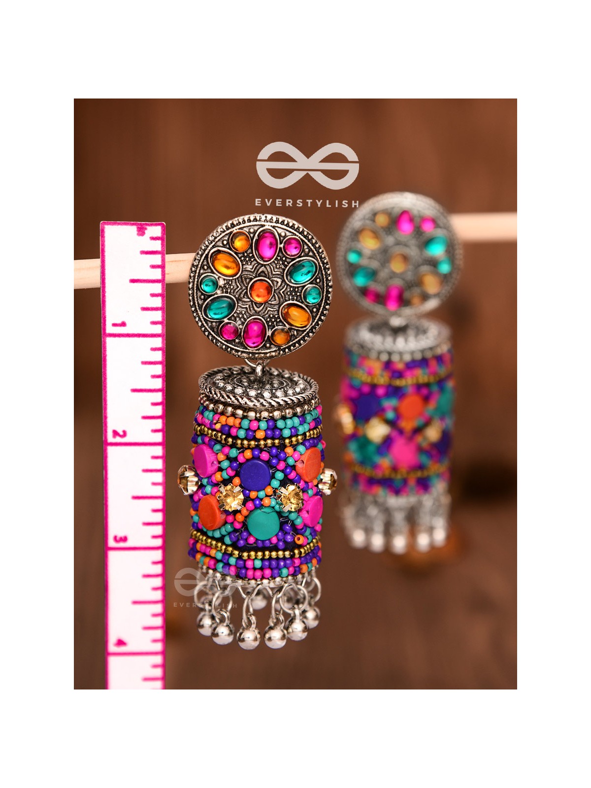 The Eye-Catching Statement Makers (Multicoloured) - Embellished Embroidered Jhumkas