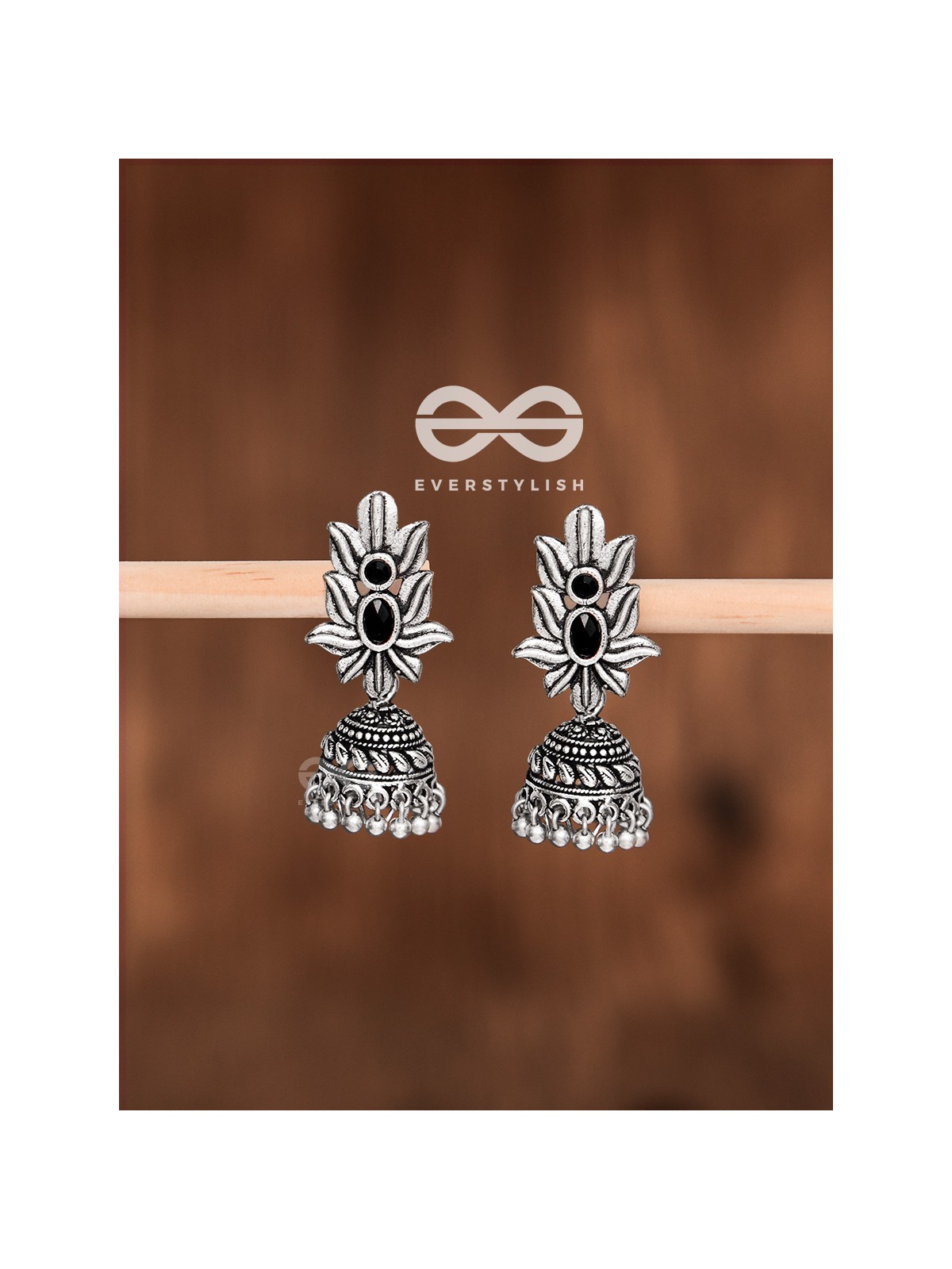 The Little Layered Jhumki (Onyx Black) - Embellished Oxidised Collection