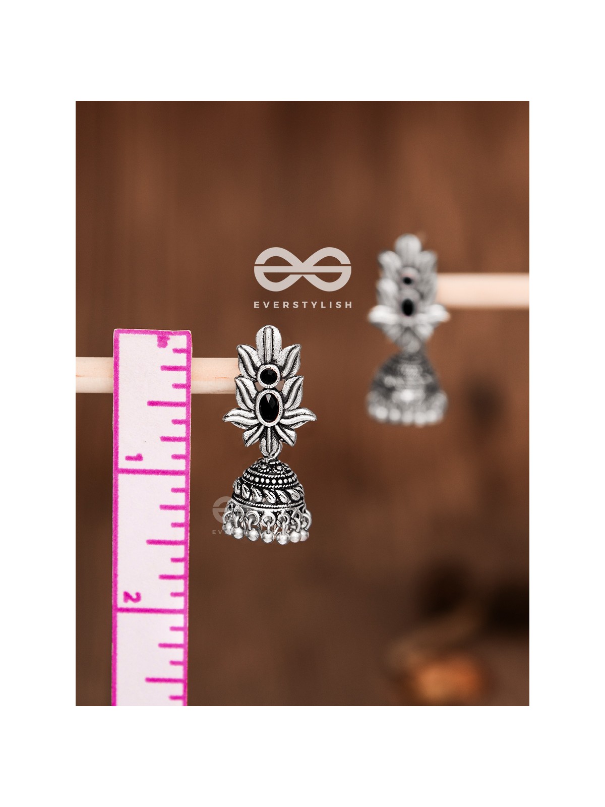 The Little Layered Jhumki (Onyx Black) - Embellished Oxidised Collection