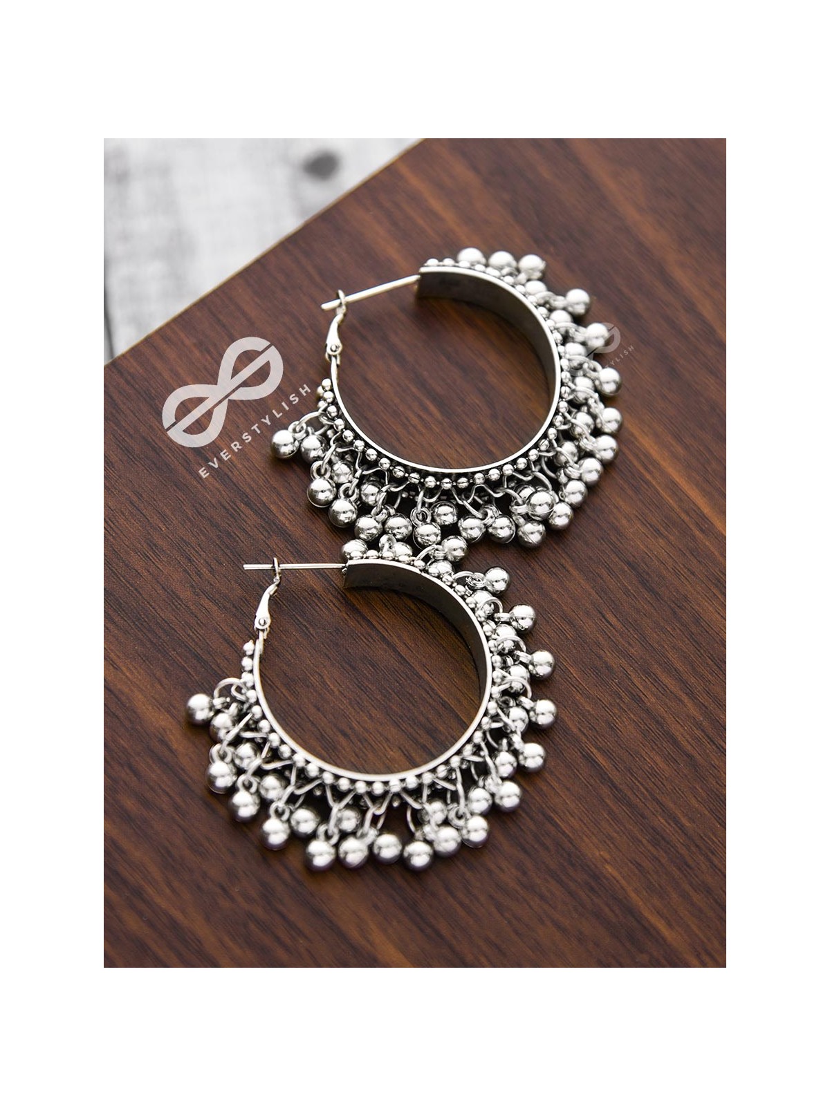 The Playful Elegance - Boho Hoop Earrings (Silver)