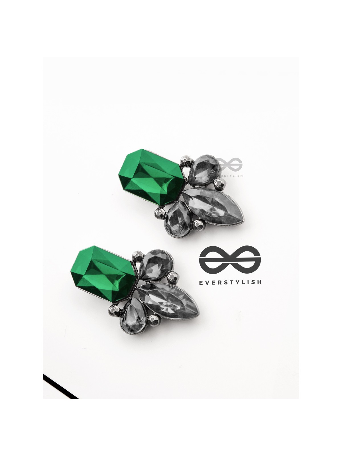 The Elegant Embellished Green Studs