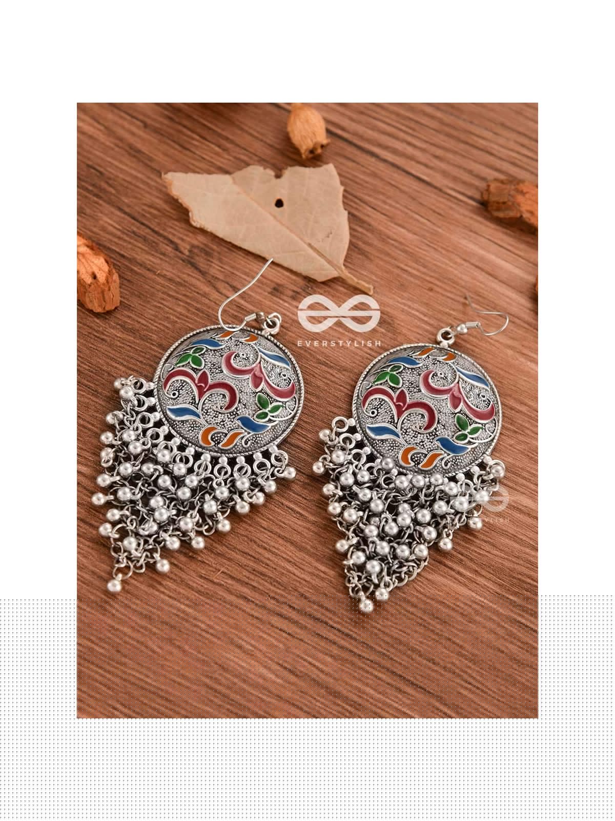The Ethnic Enamelled Jhaalar - Oxidised Boho Earrings