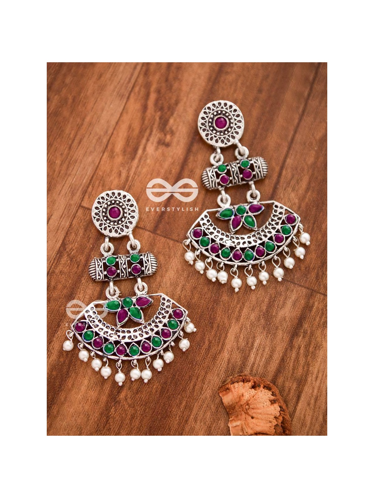 The Bohemian Elegance (Ruby-Emerald) - Embellished Oxidised Collection