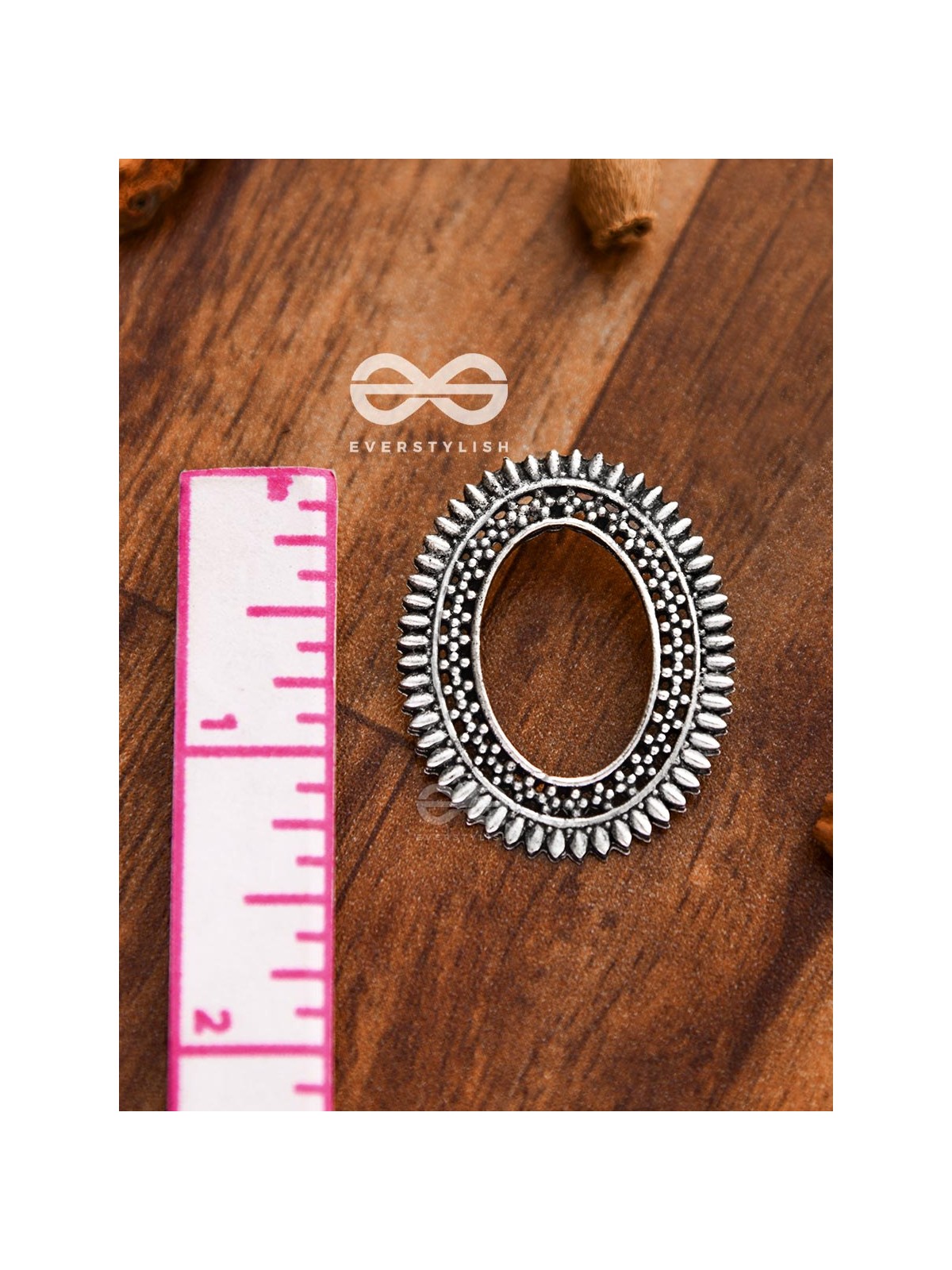 The Little Bohemian Oval Studs(Silver) - Oxidised Boho Earrings