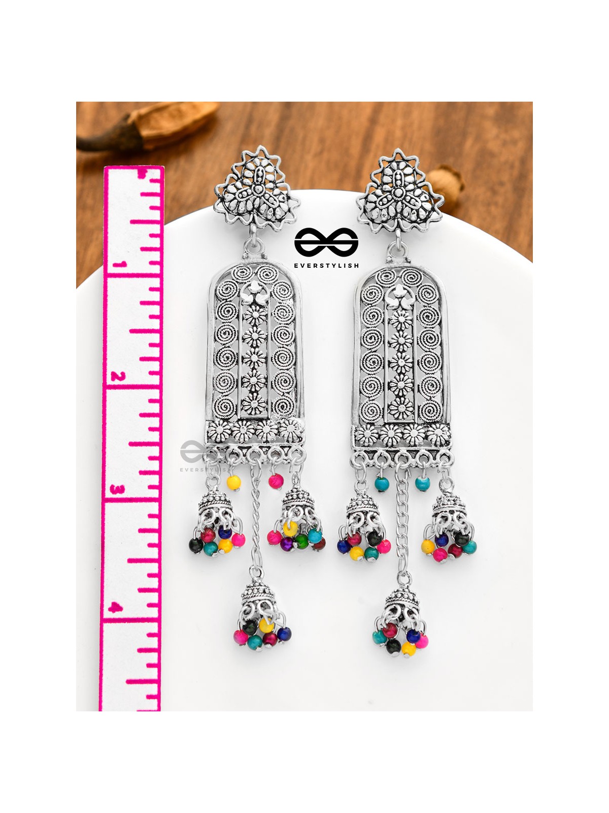 The Bohemian Fantasy - Triple Jhumki Earrings (Multicolour)