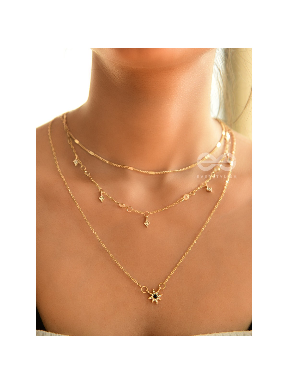 The Stylish Shimmer - Multilayered Golden Necklace