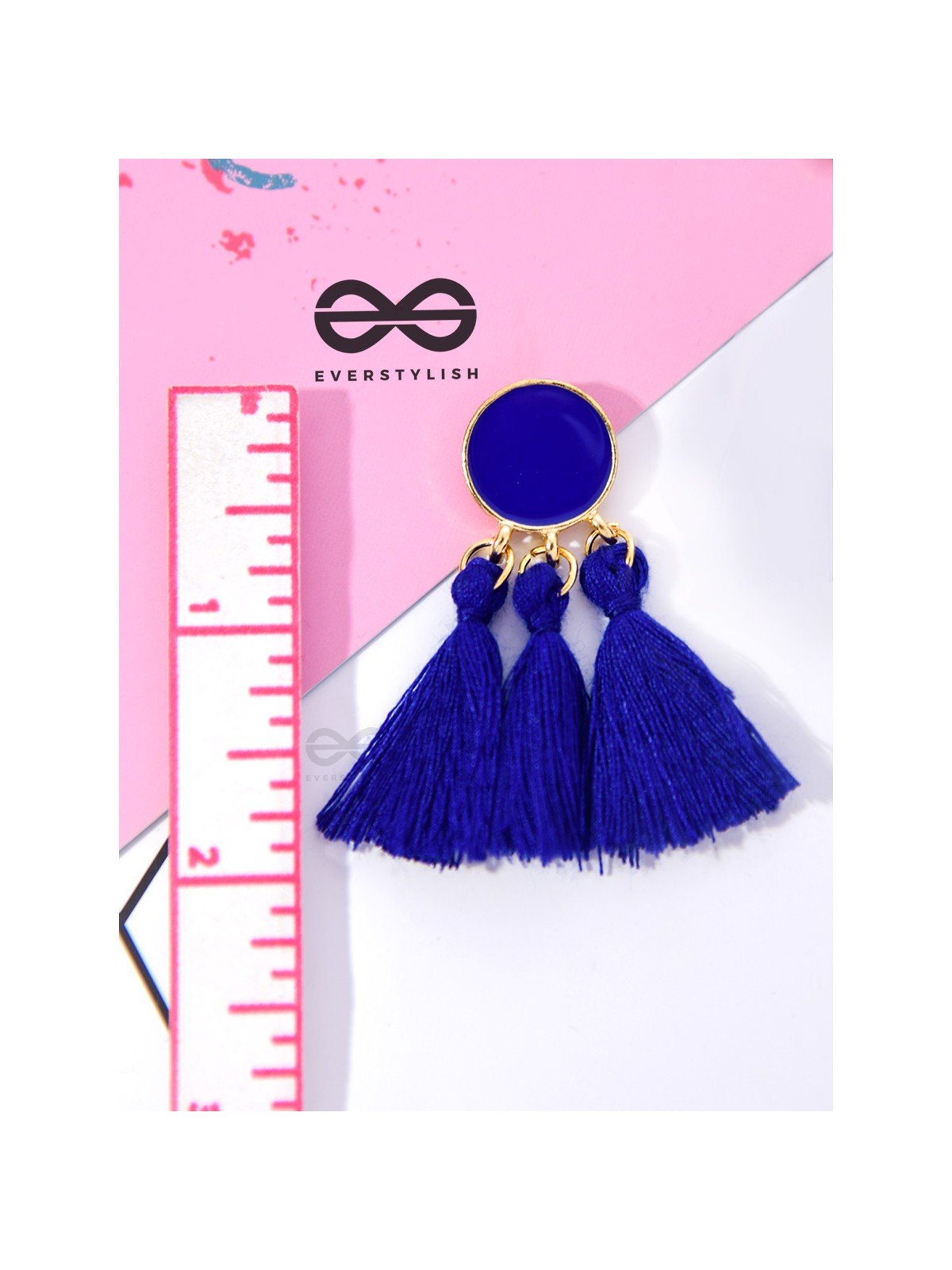 The ColourSplash Delight - Royal Blue Tasseled Earrings