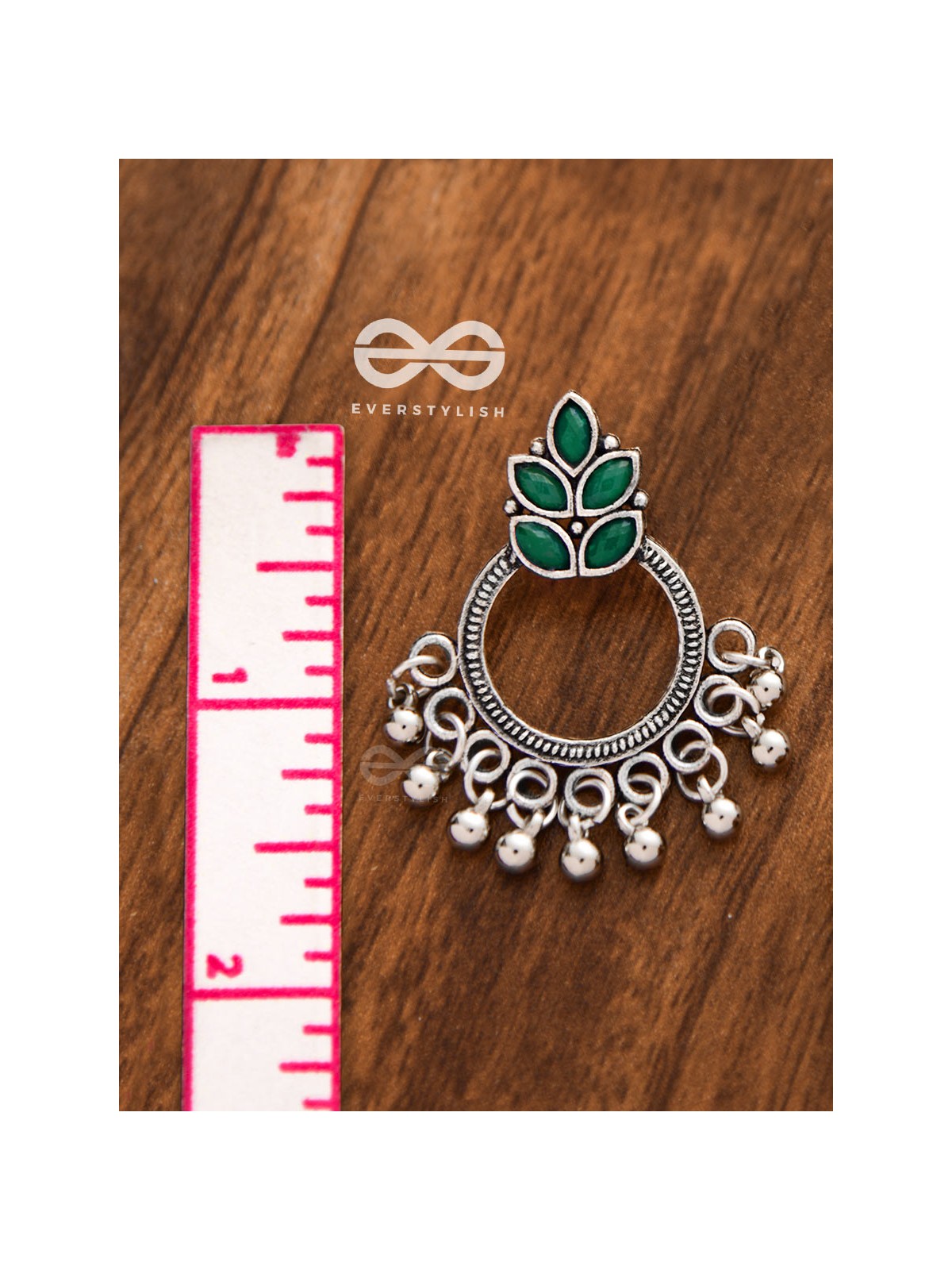 A touch of Bohemian Elegance (Emerald Green) - Embellished Oxidised Earrings