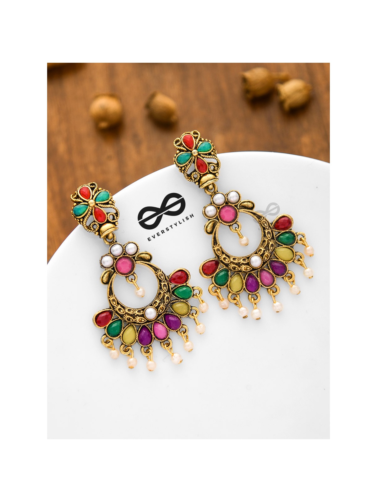 A Colourful Intricacy - Golden Boho Earrings