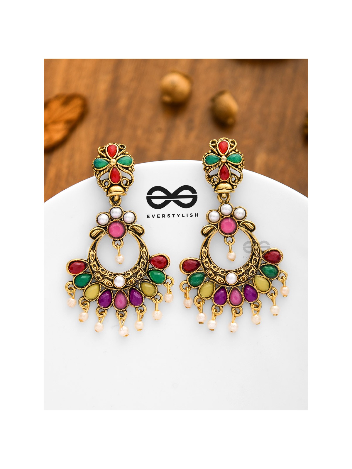 A Colourful Intricacy - Golden Boho Earrings
