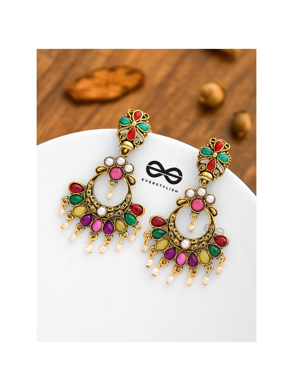 A Colourful Intricacy - Golden Boho Earrings