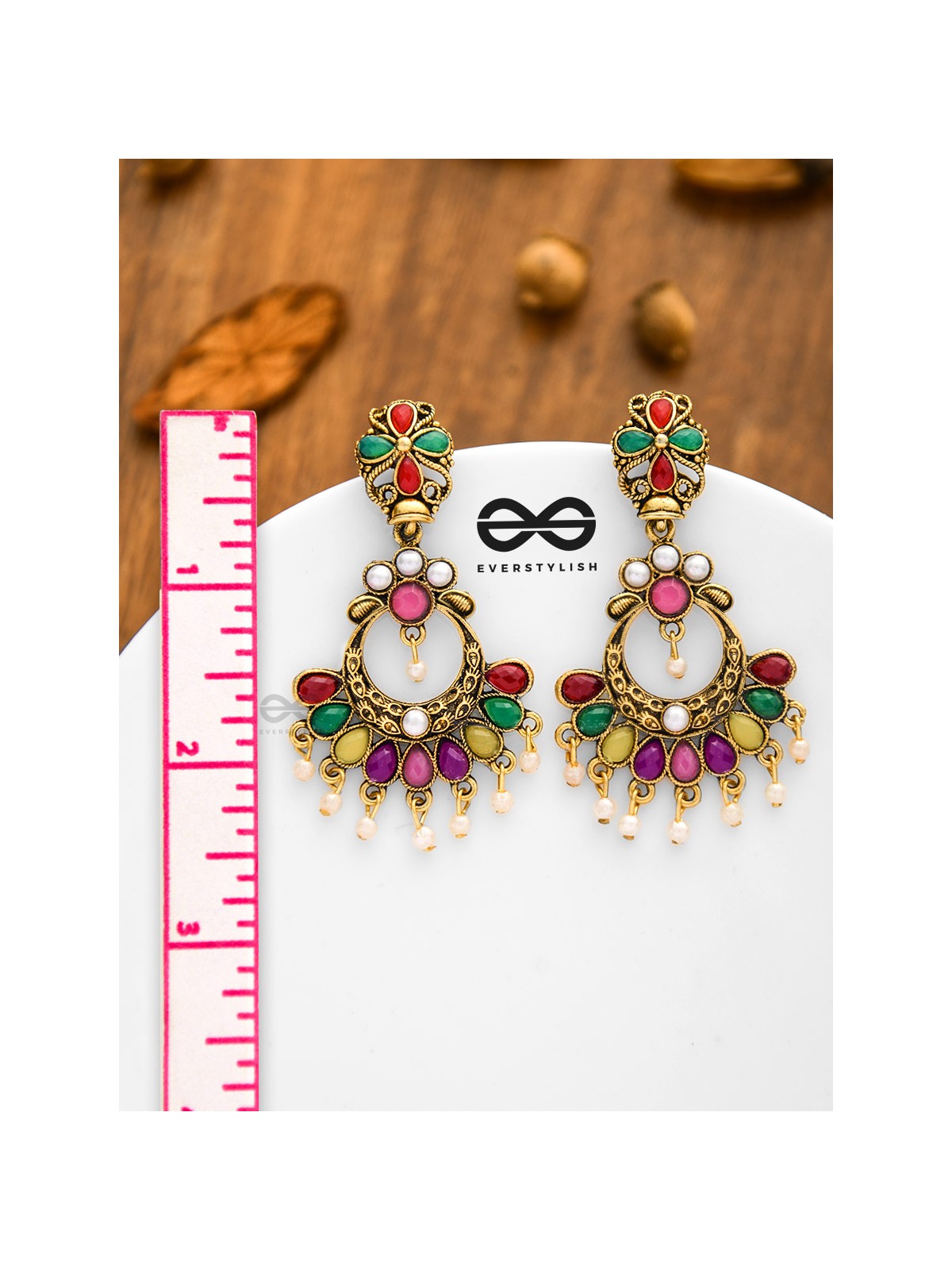 A Colourful Intricacy - Golden Boho Earrings