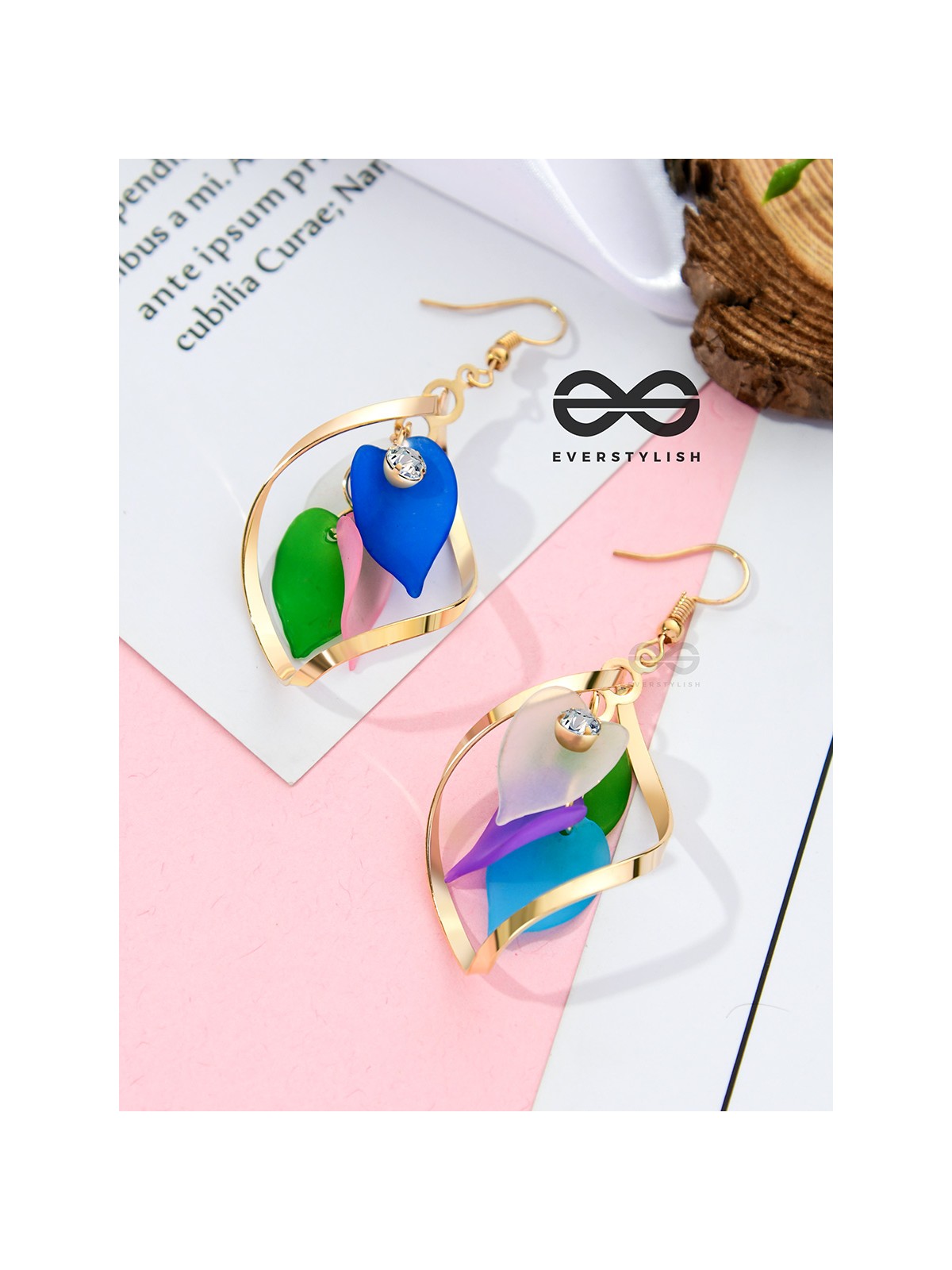 The Petals in a Twist (Multicoloured) - Golden Casual Danglers