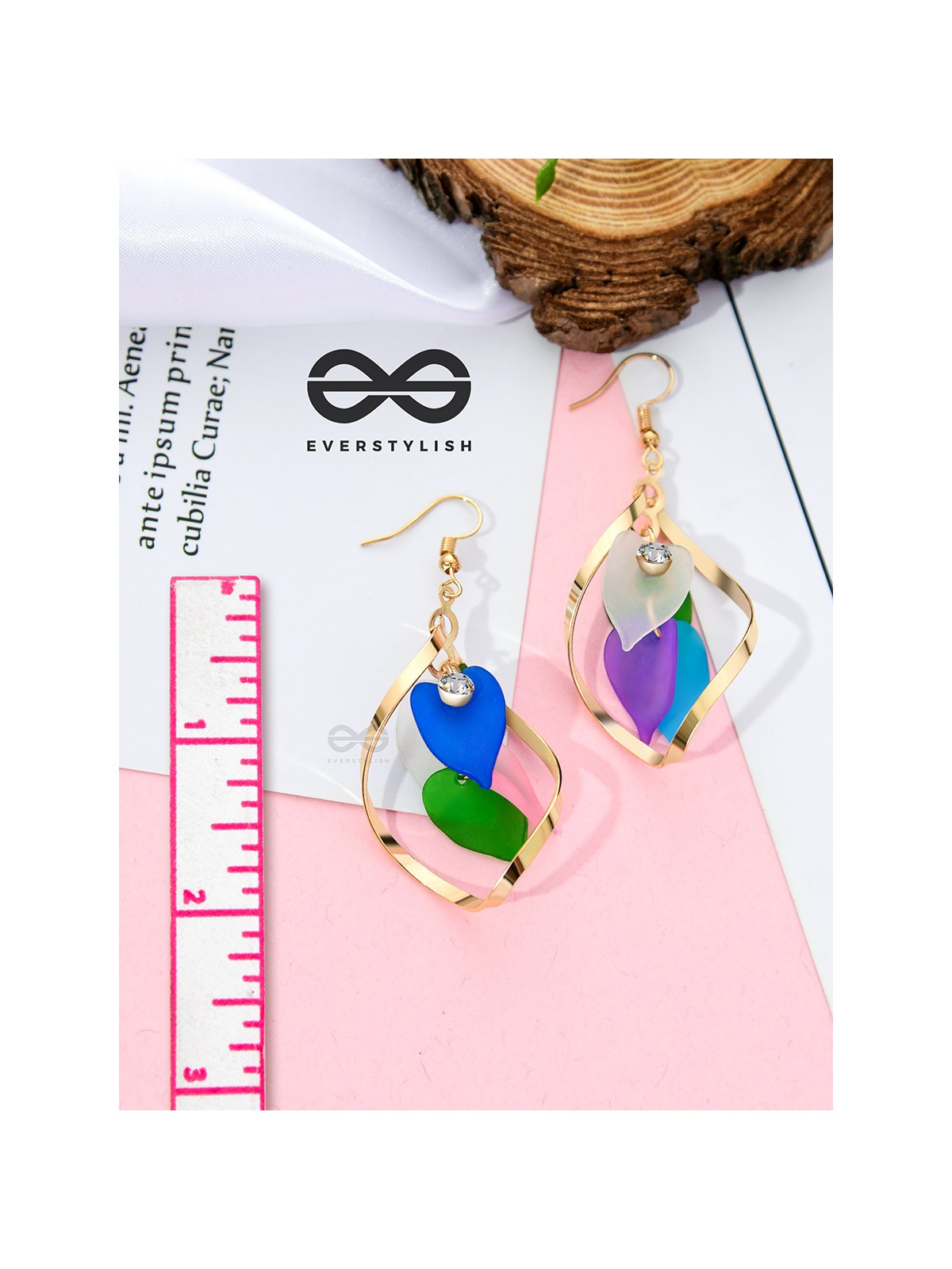 The Petals in a Twist (Multicoloured) - Golden Casual Danglers