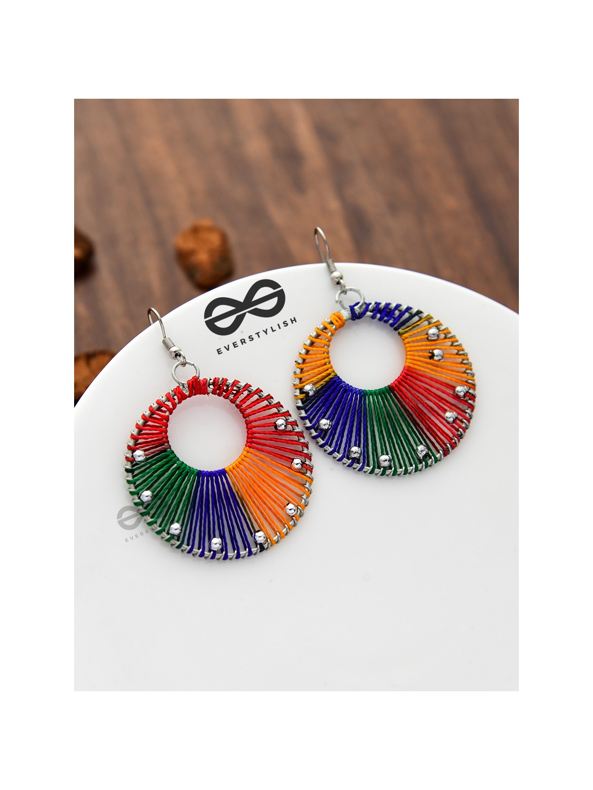 A Handwoven Delight - Multicoloured Handicraft Earrings