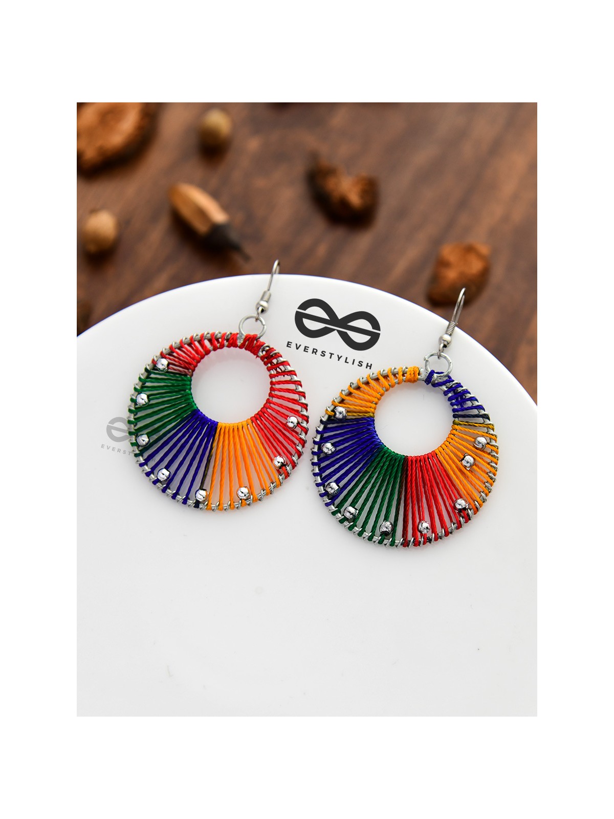 A Handwoven Delight - Multicoloured Handicraft Earrings