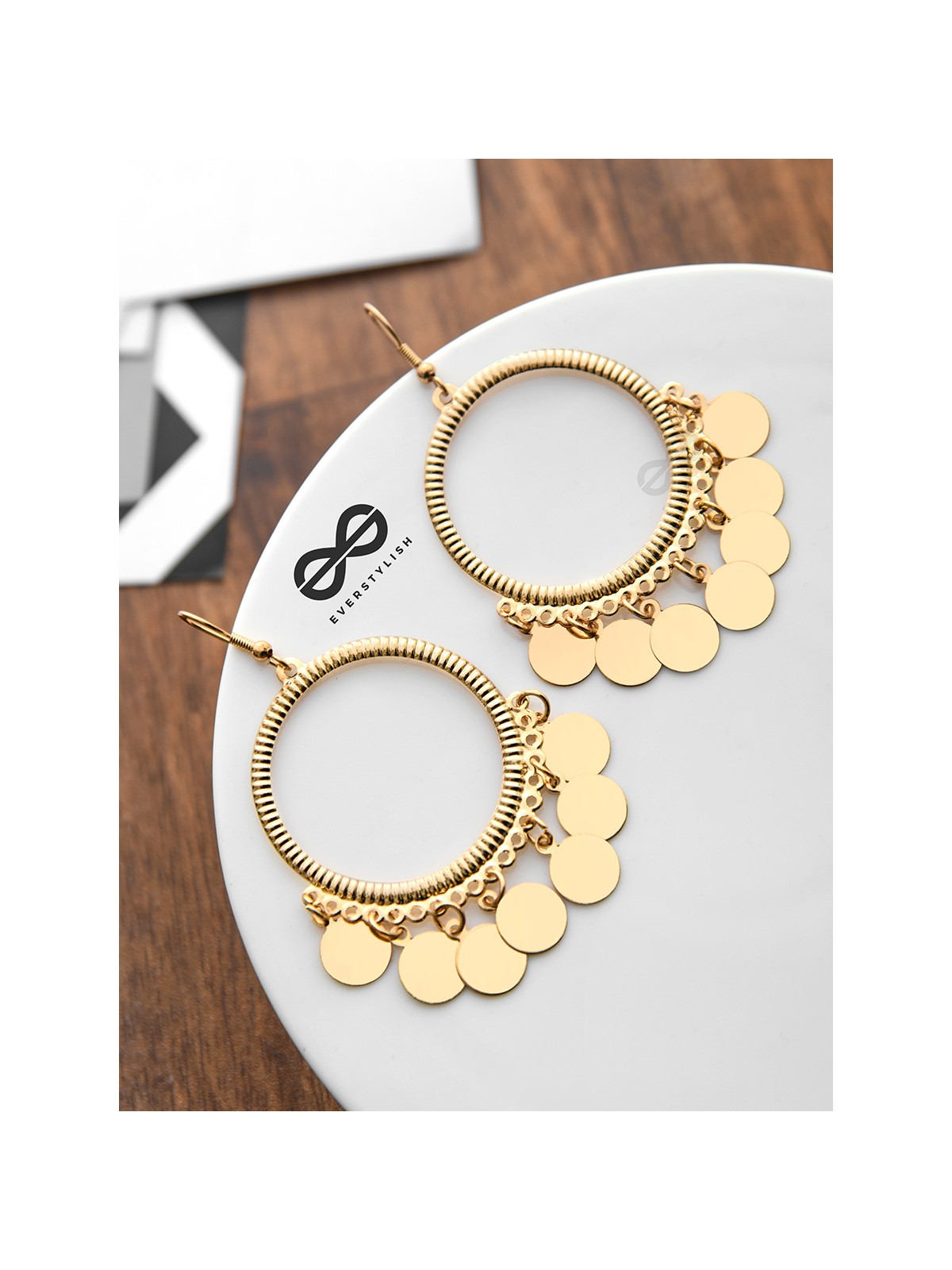 The Circular Charm Danglers - The Golden Charm Collection