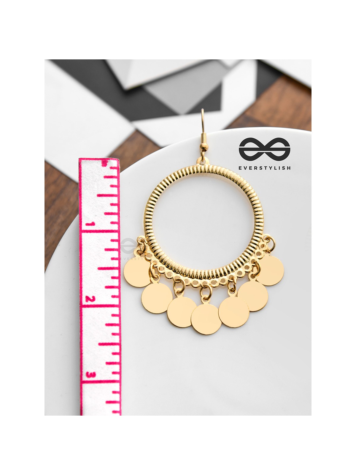 The Circular Charm Danglers - The Golden Charm Collection