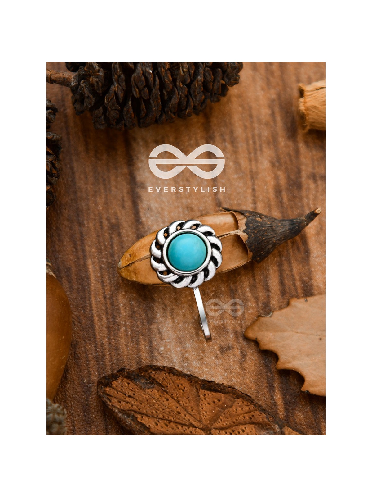 The Spiral Florals - Turquoise Boho Nosering
