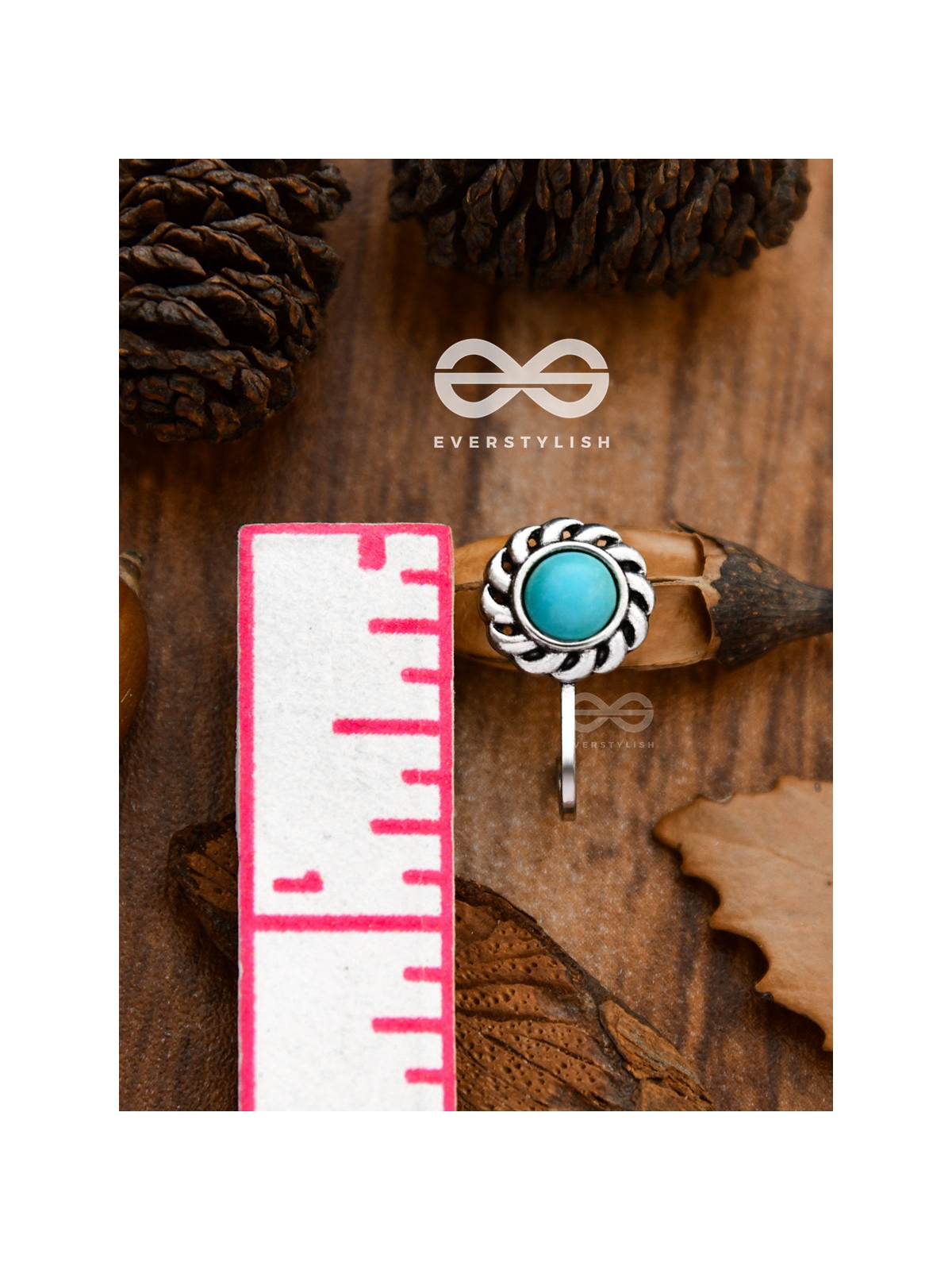 The Spiral Florals - Turquoise Boho Nosering