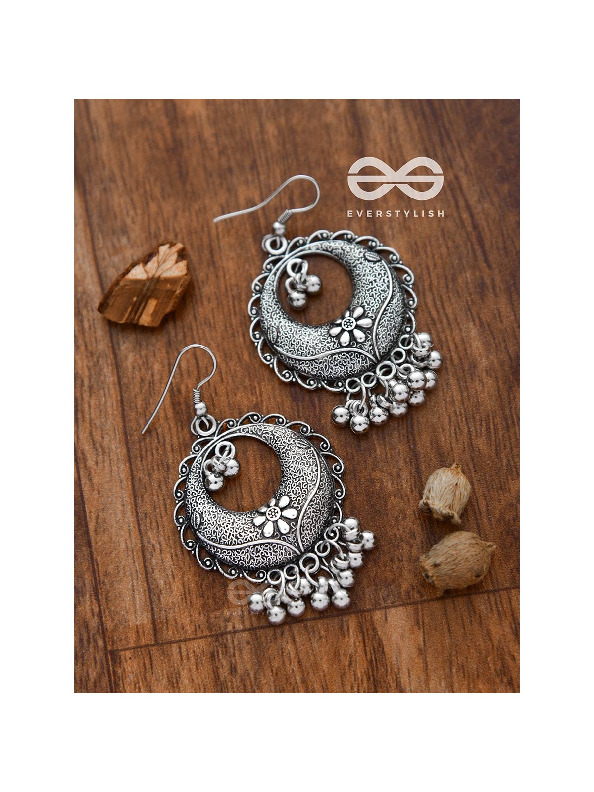 The Intricate Mesh Chandbalis- Oxidised Boho Earrings