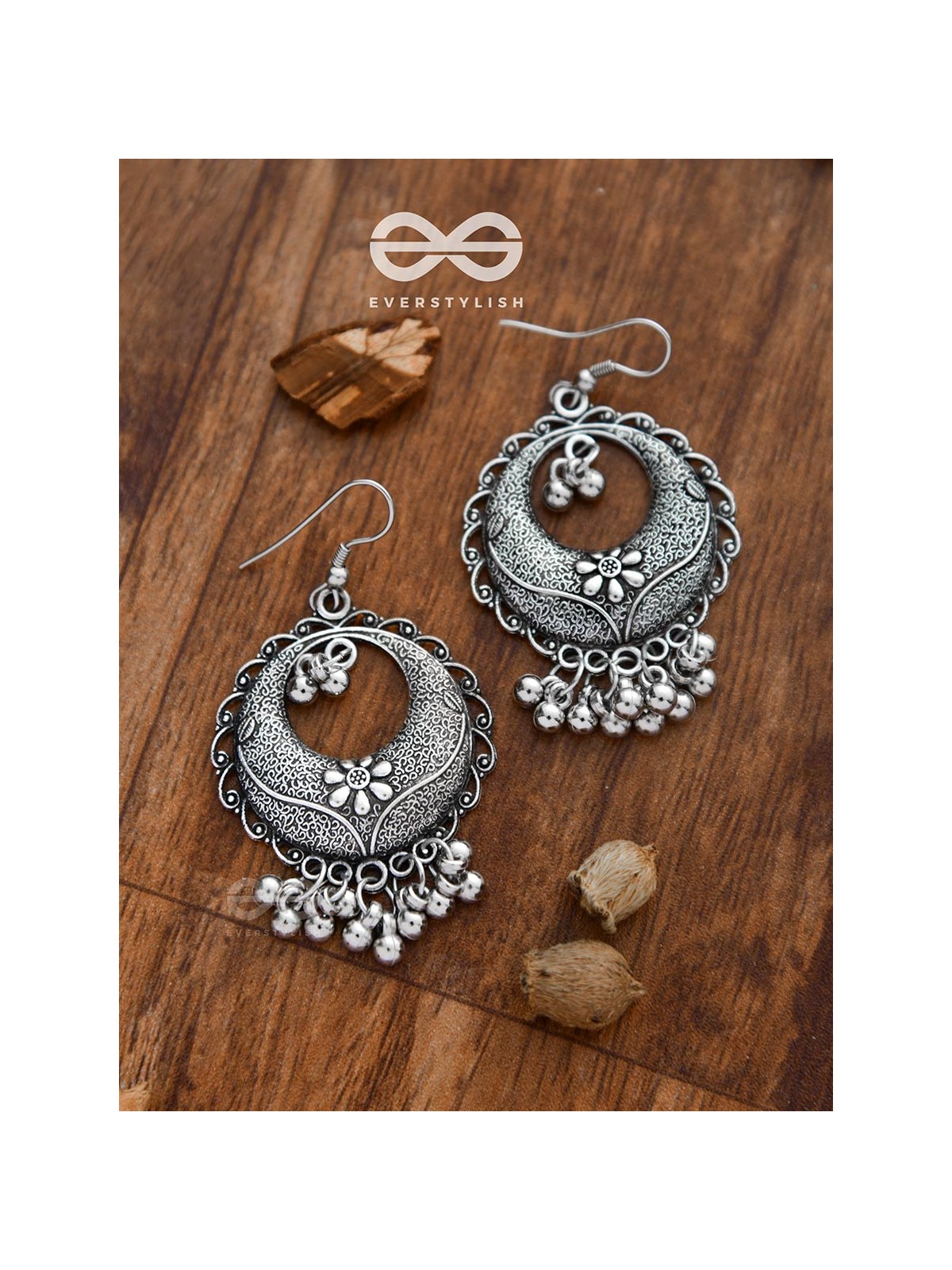 The Intricate Mesh Chandbalis- Oxidised Boho Earrings