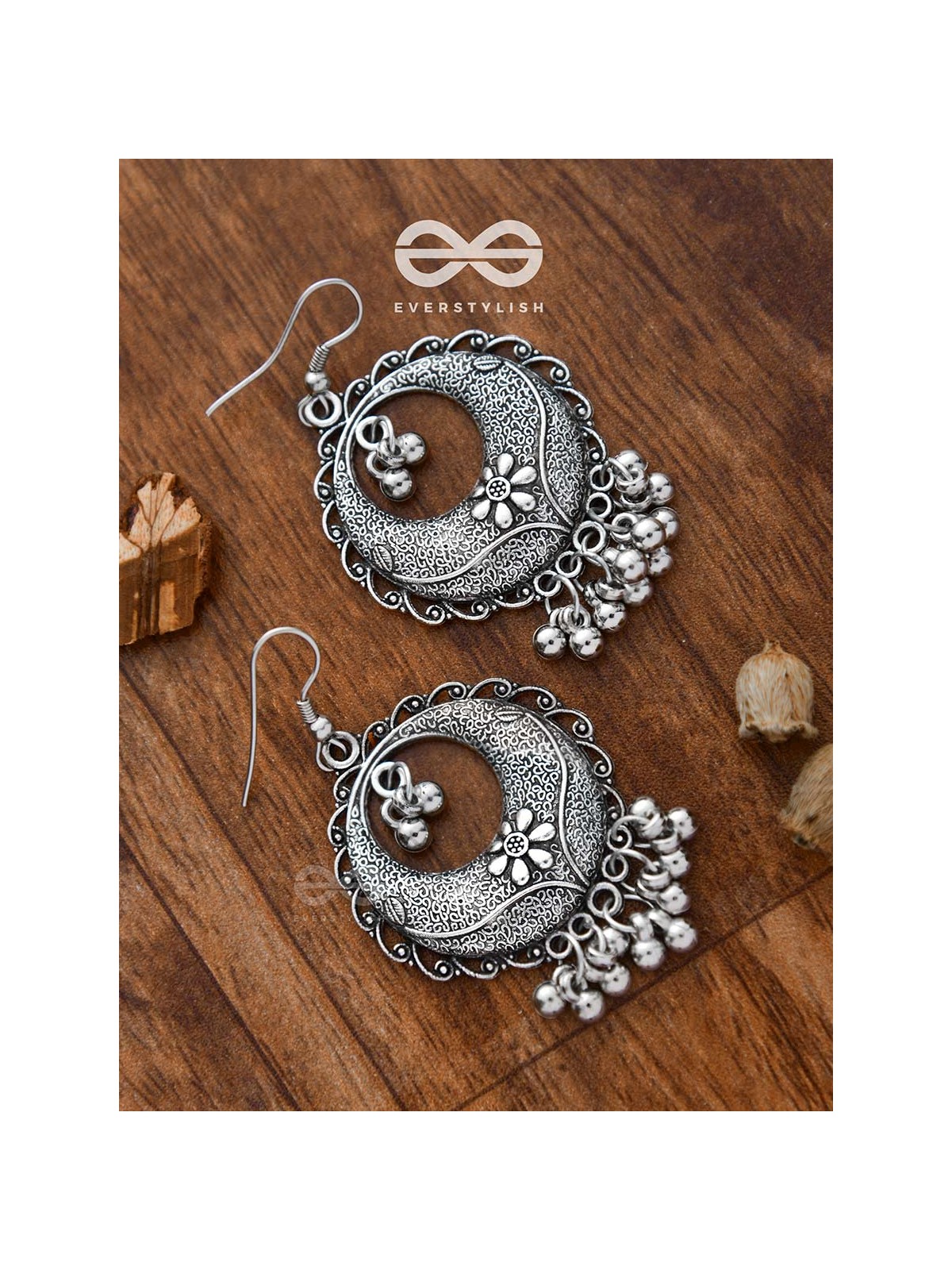 The Intricate Mesh Chandbalis- Oxidised Boho Earrings