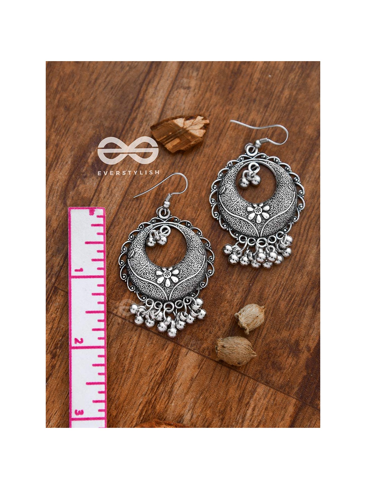The Intricate Mesh Chandbalis- Oxidised Boho Earrings