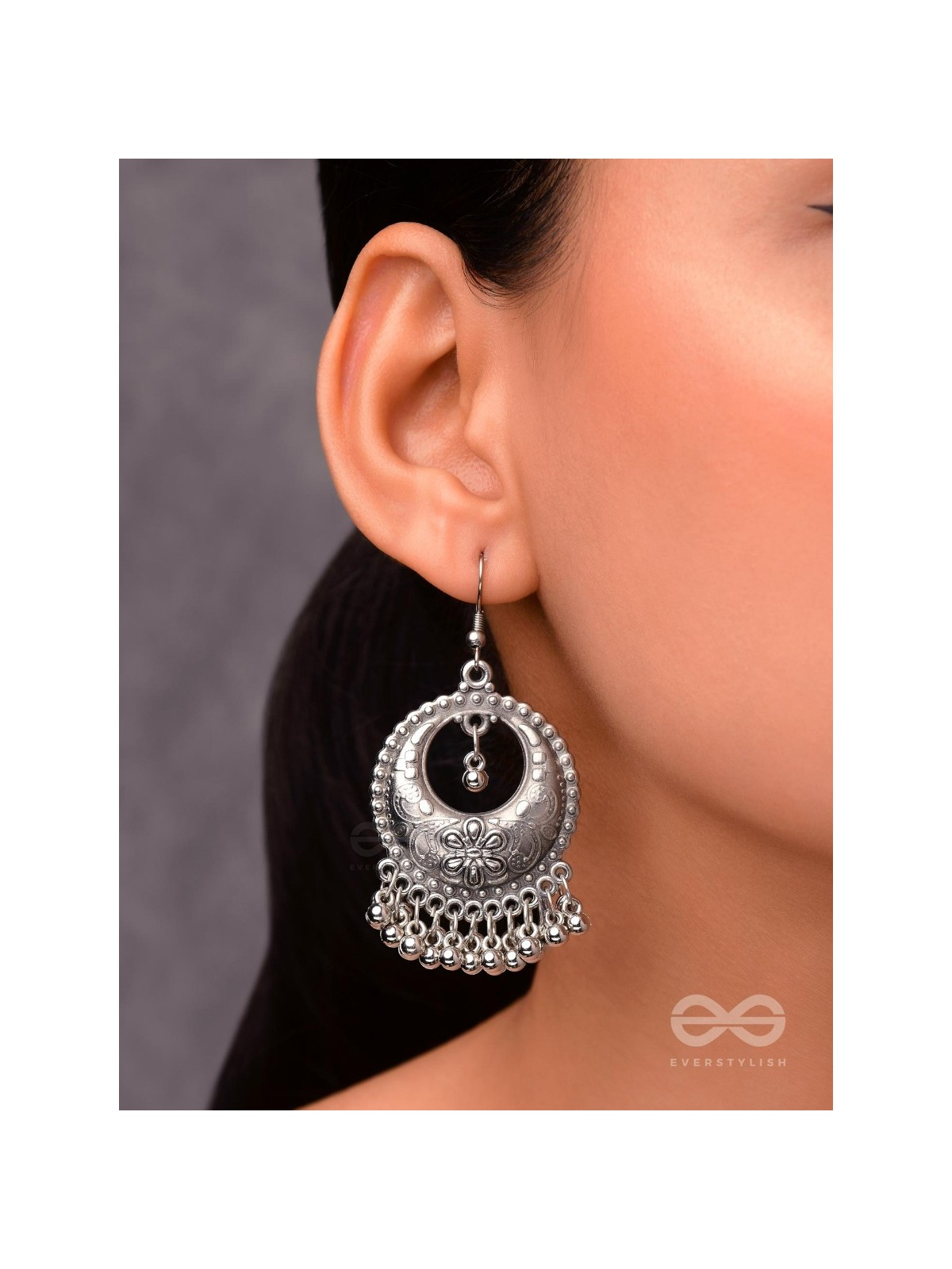 The Intricate Mesh Chandbalis- Oxidised Boho Earrings