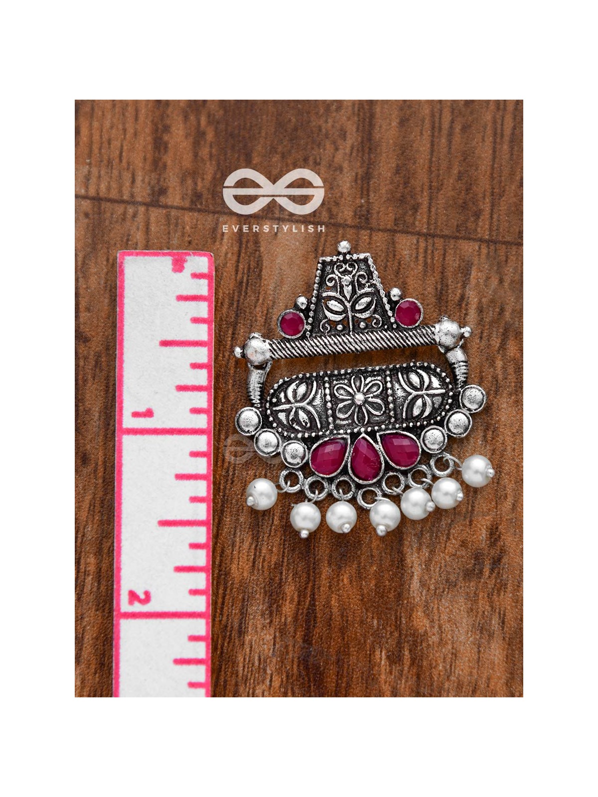 The Boho chic Intricate Embellished statement earrings (Ruby Red)
