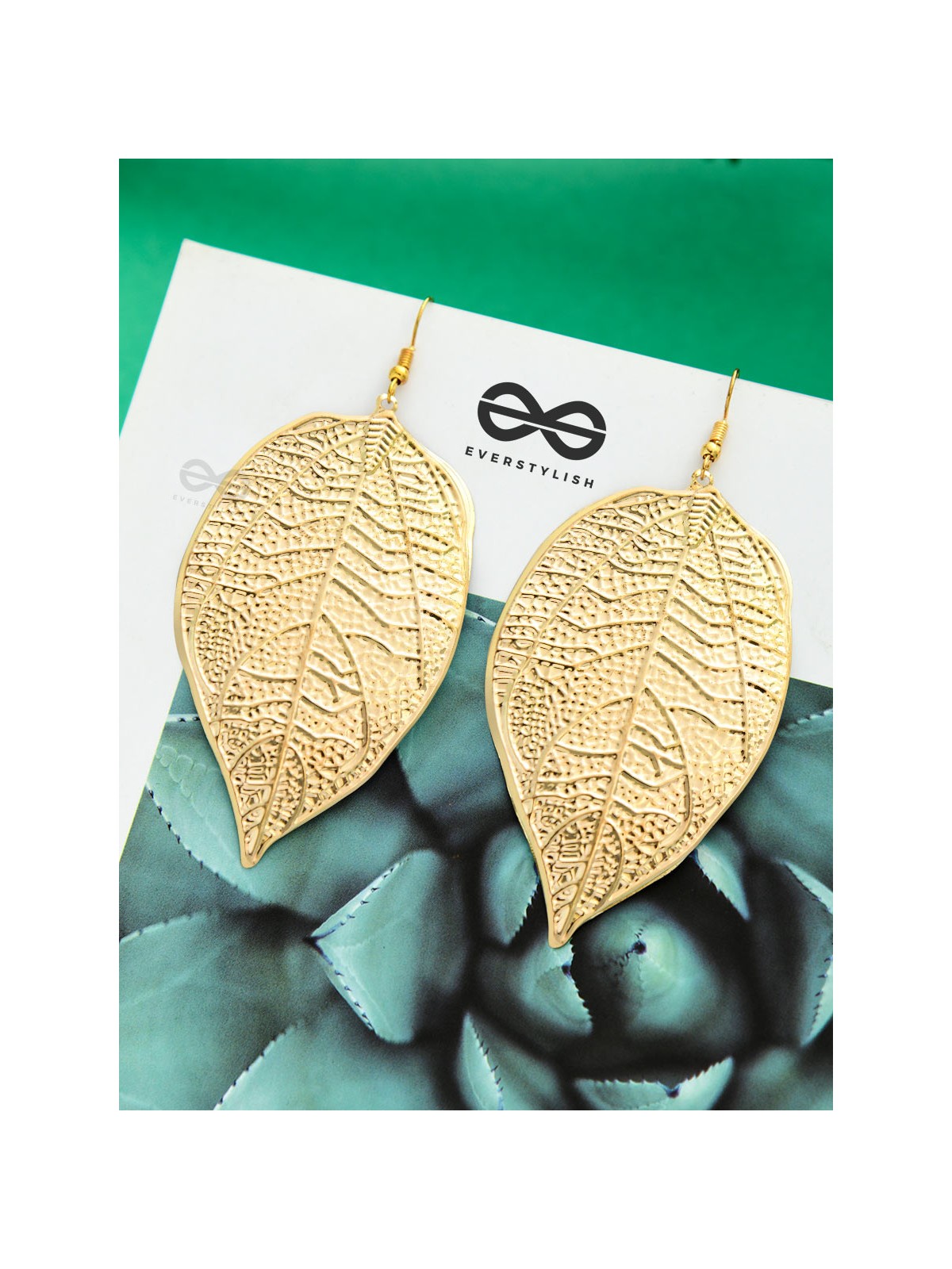 The Shimmery Leaflets - Golden Dangling Earrings