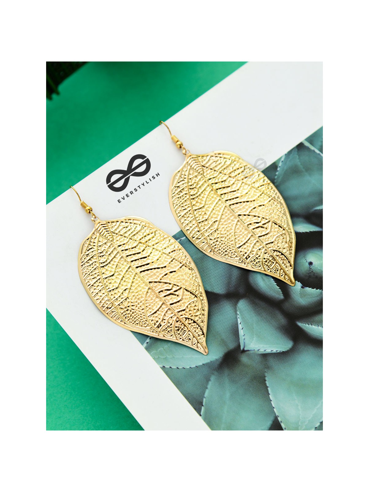The Shimmery Leaflets - Golden Dangling Earrings